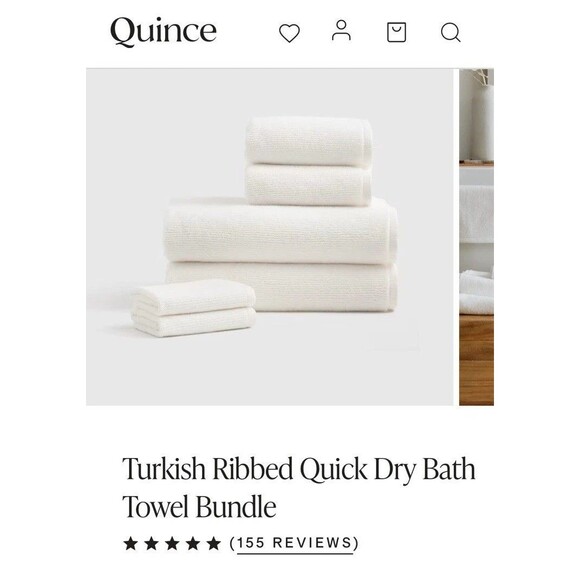 NWT Quince Organic Turkish Cotton Ribbed Bath Sheet Bath Towel Set Of 6 White - Picture 1 of 3
